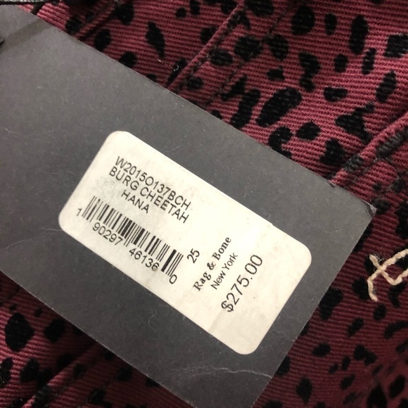 Rag & Bone Maroon Cheetah High Rise Flare Jeans 25 - Picture 4 of 8
